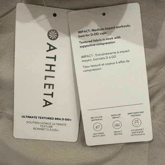 NWT Athleta Ultimate Textured Bra D-DD+ in Static Black - Picture 6 of 7